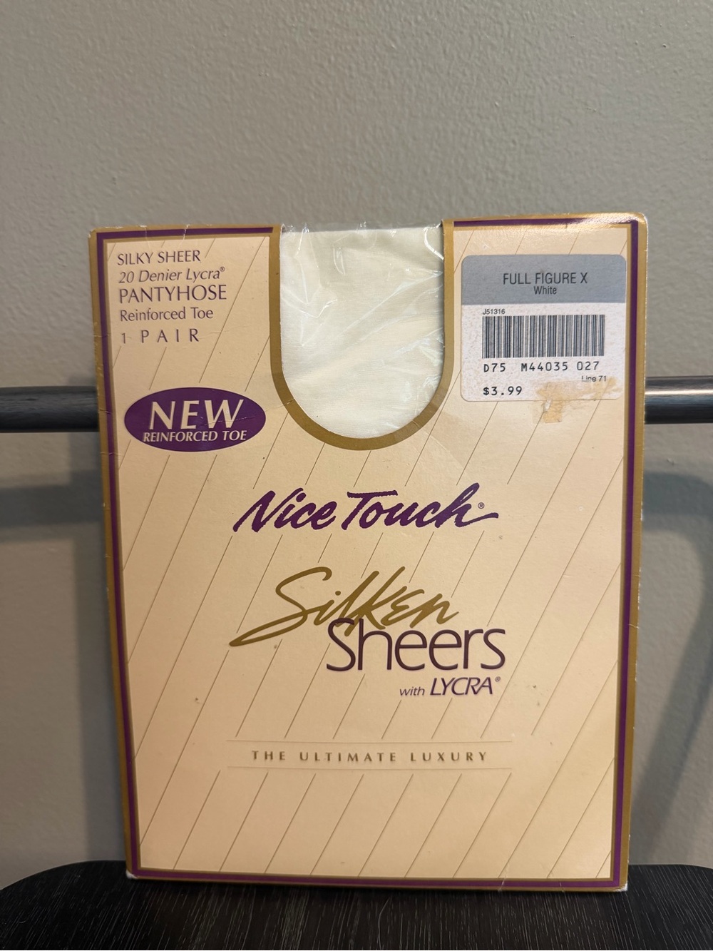 Vintage Sears Nice Touch White Pantyhose Full Figure X Deadstock